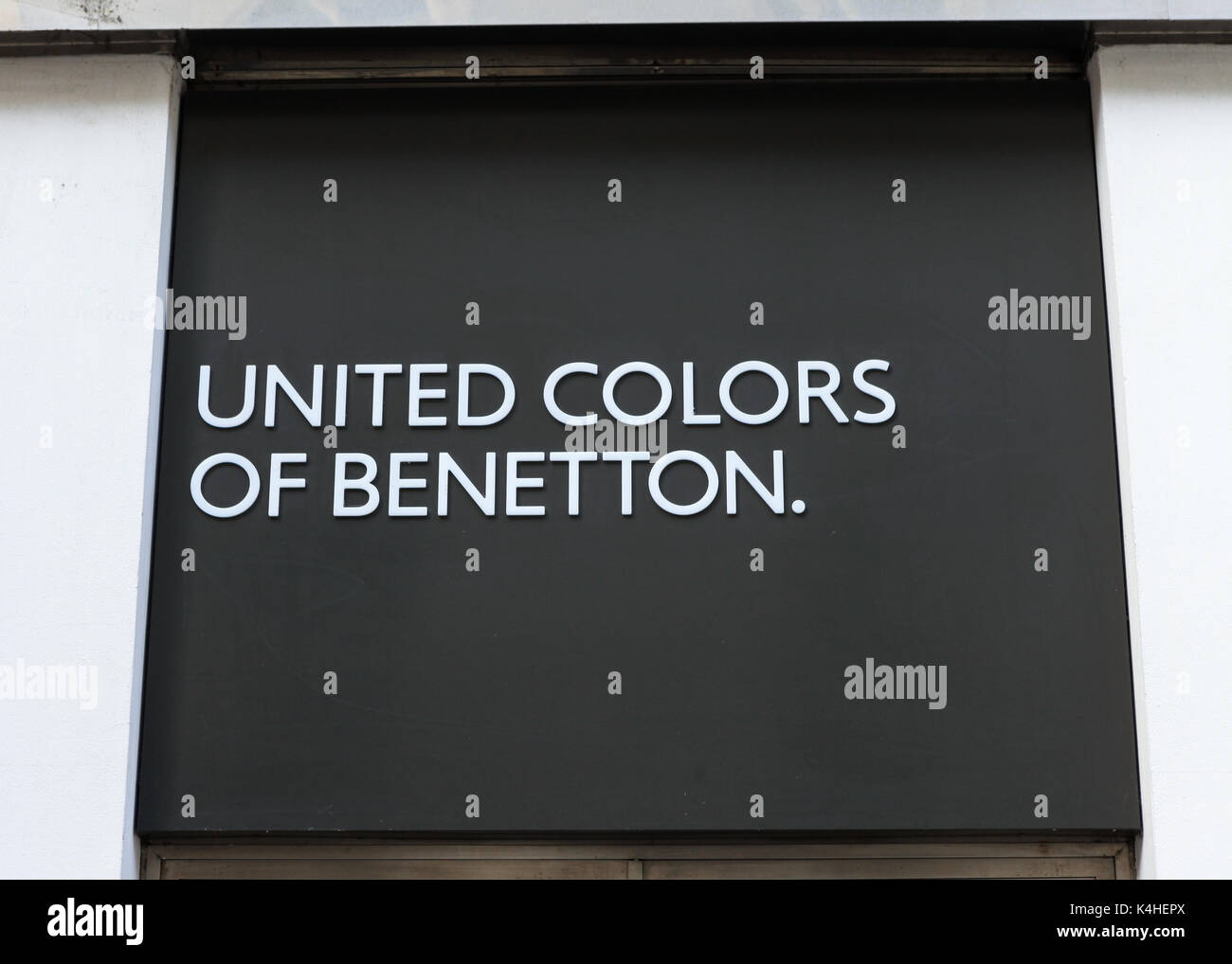 benetton, color, beneton, colors, united, sign, fashion, brand, store, shop, editorial, clothing, company, white, designer, netherlands, outlet, roerm Stock Photo