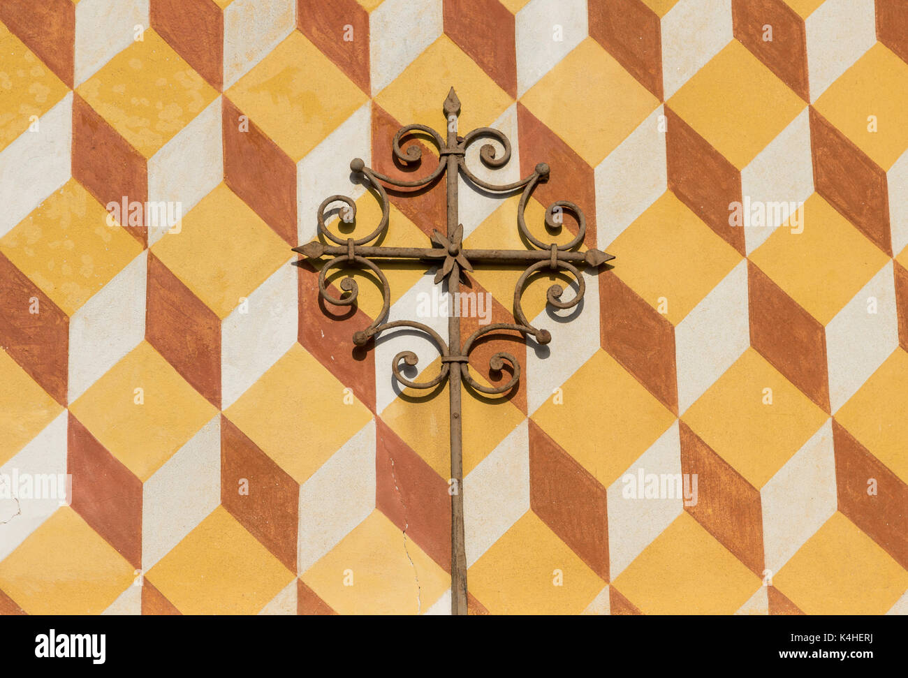 Decorative wrought iron cross Stock Photo