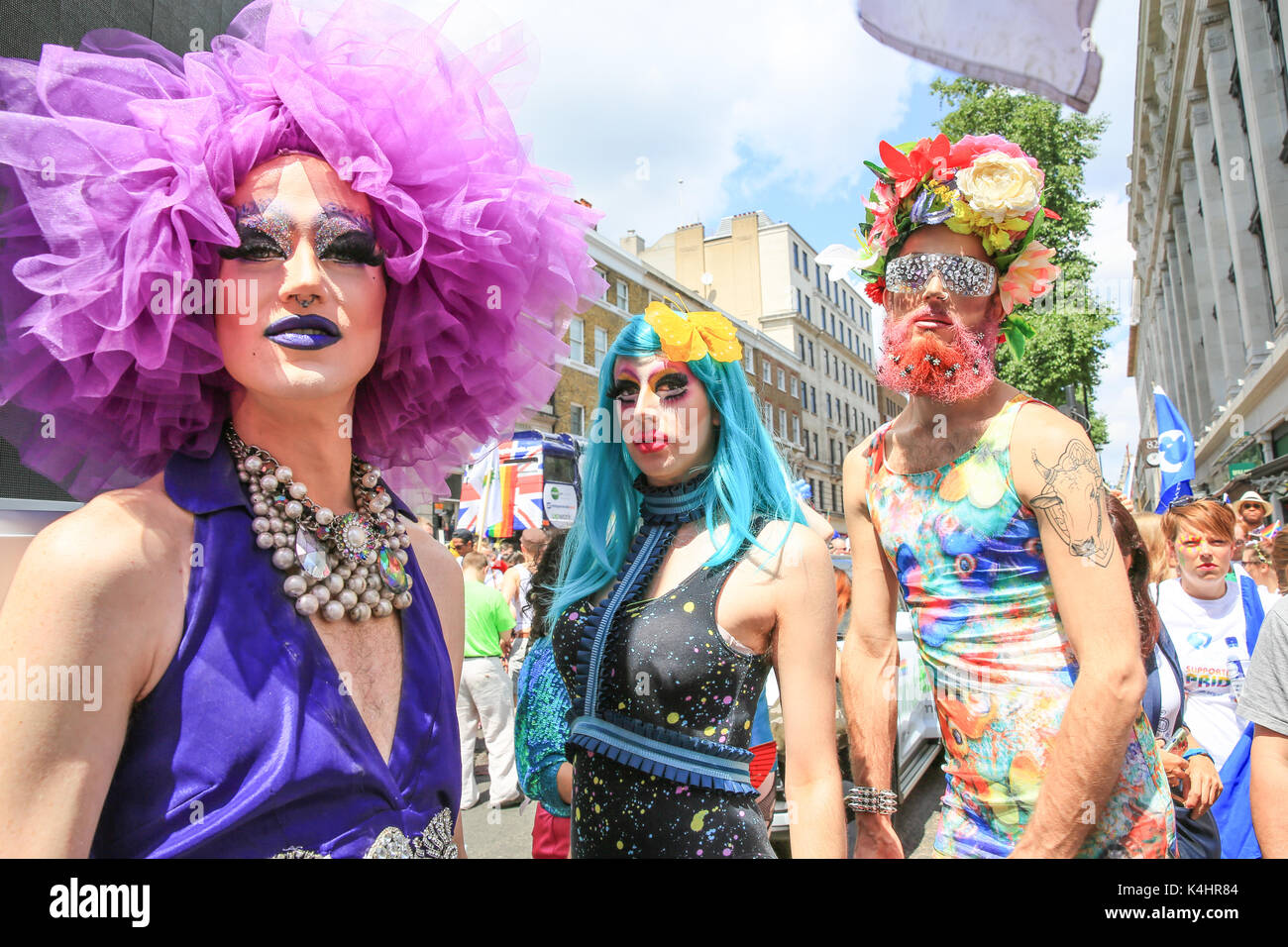 Revellers at the Gay Pride march in London, UK Stock Photo