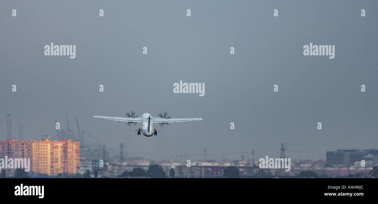 Propeller plane taking off Stock Photo Alamy