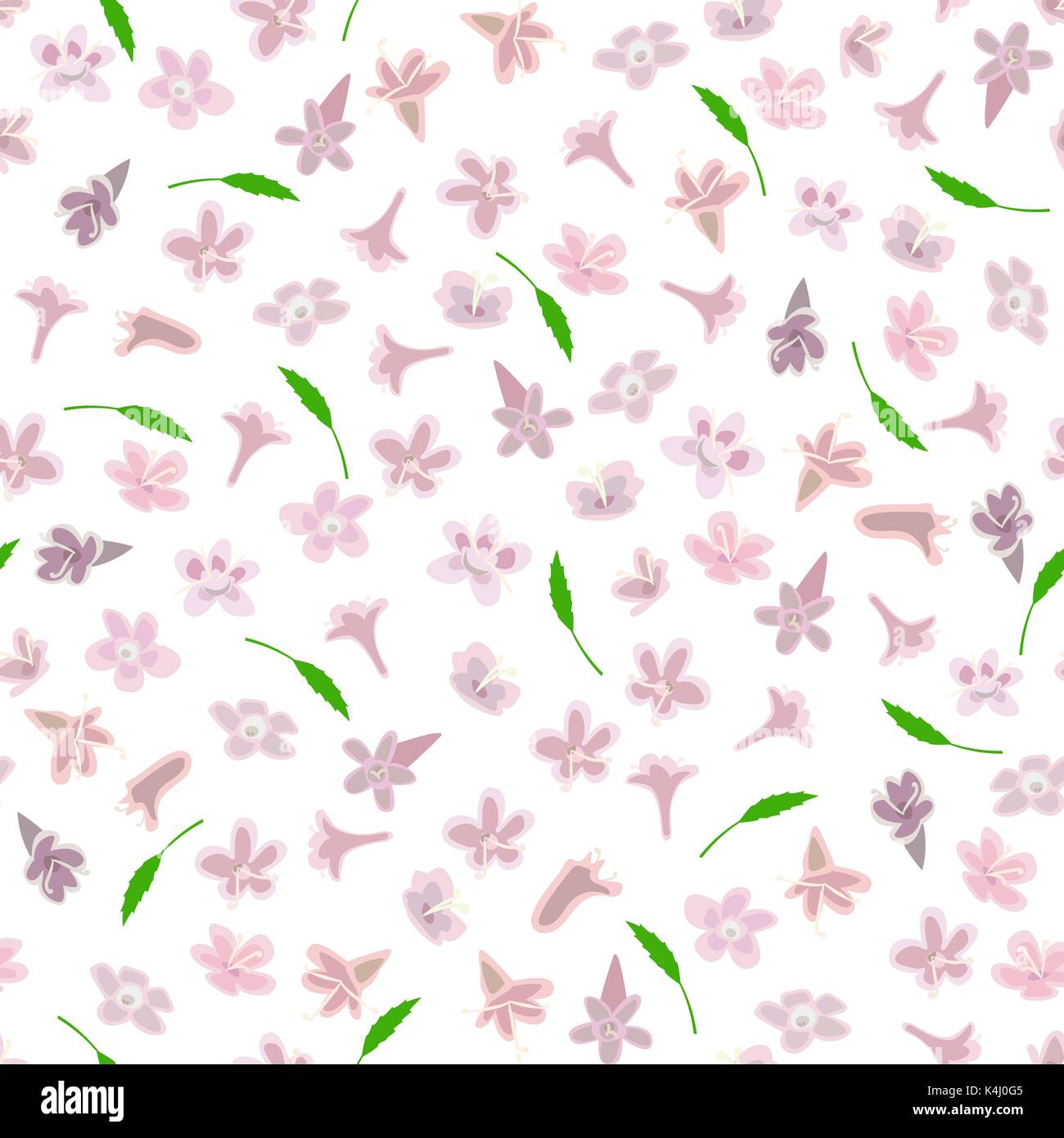 Simple cute pattern in small-scale pink flowers Stock Vector
