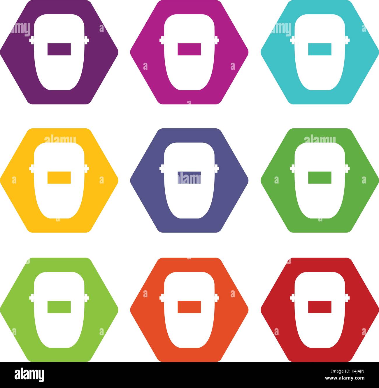 Welding mask icon set color hexahedron Stock Vector Image & Art - Alamy