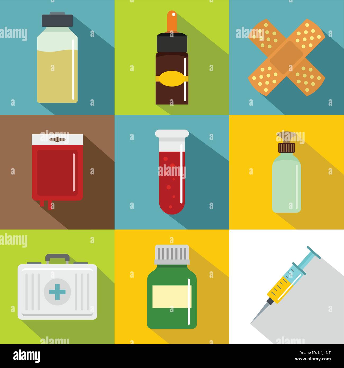 Medical care icon set, flat style Stock Vector Image & Art - Alamy
