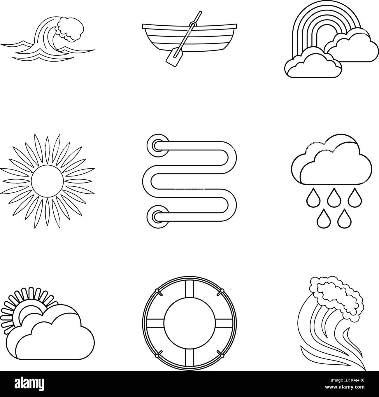 Water trip icons set, outline style Stock Vector Image & Art - Alamy