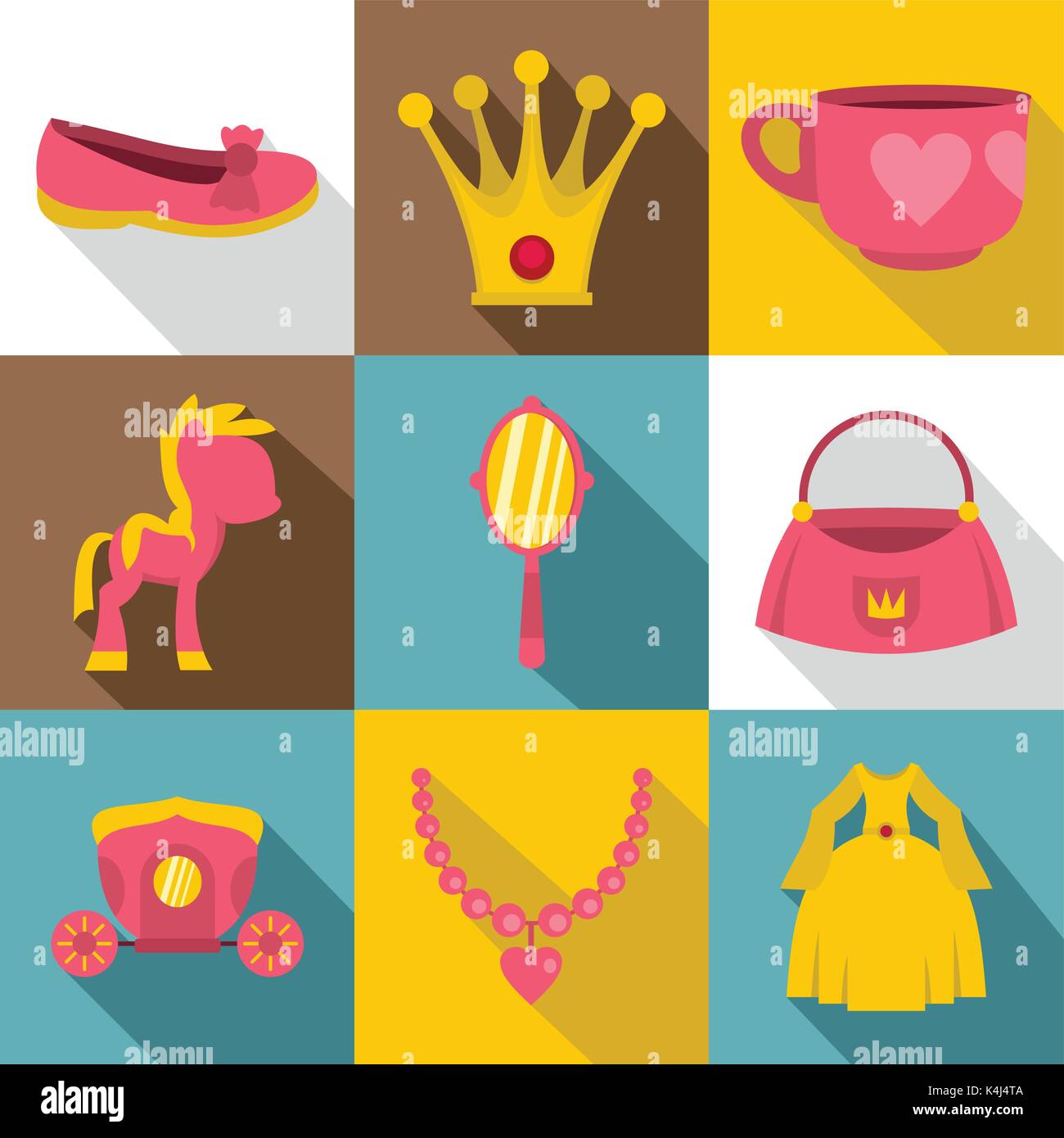 Princess fairy tail icon set, flat style Stock Vector Image & Art - Alamy