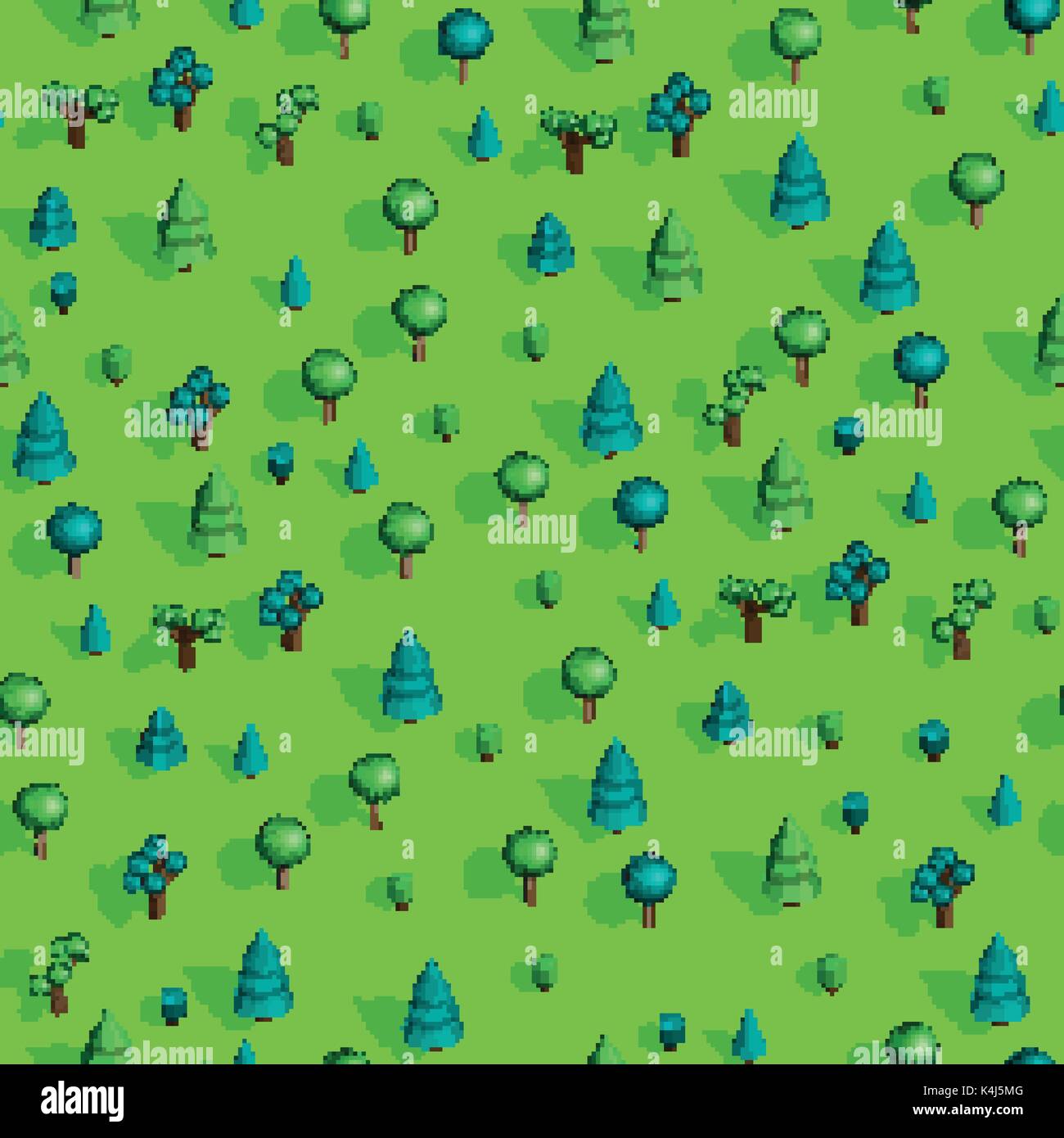 Seamless pattern with isometric trees Stock Vector