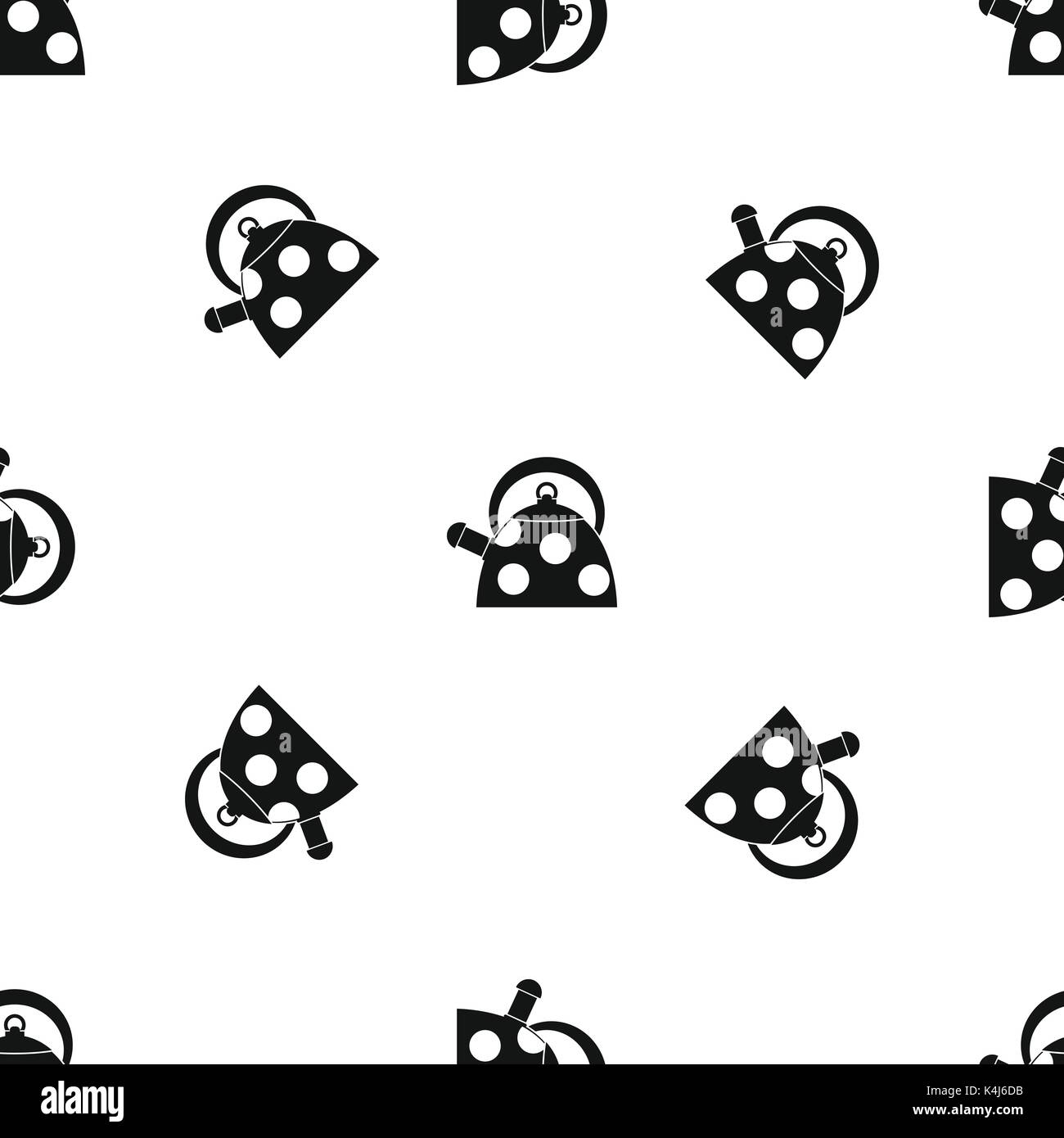 Kettle with white dots pattern seamless black Stock Vector