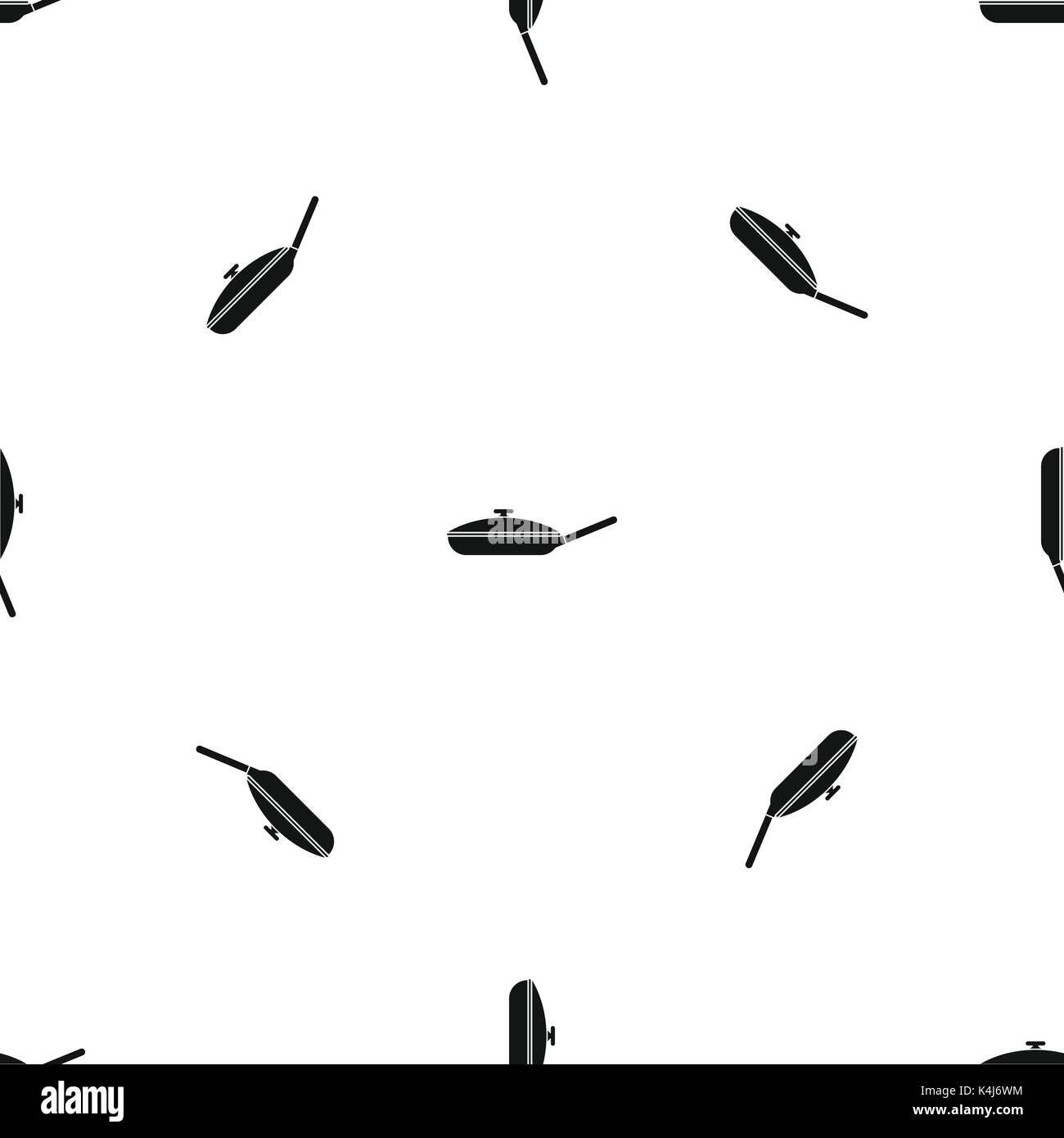 Black frying pan pattern seamless black Stock Vector