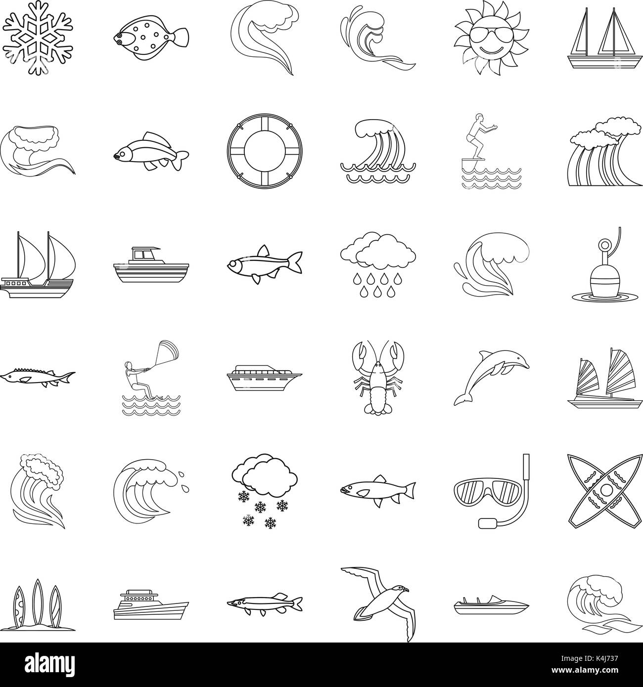 Water wave icons set, outline style Stock Vector Image & Art - Alamy