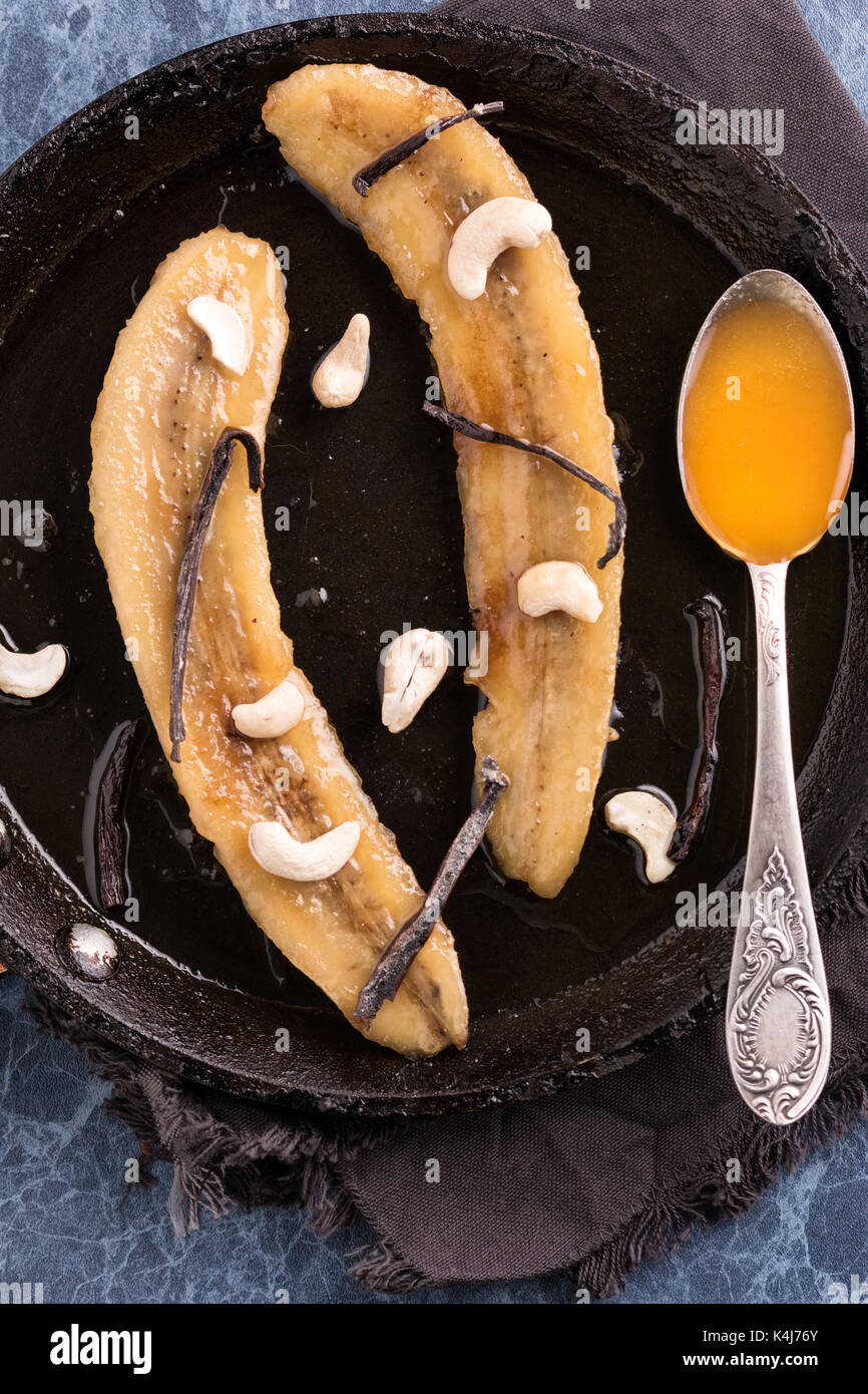 Sweetened Fried Bananas Recipe. Banana Dessert Stock Photo Alamy
