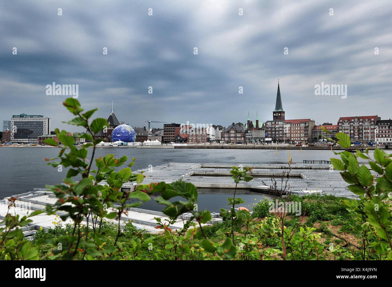 The city of Aarhus seen from the docks area. On the right hand side