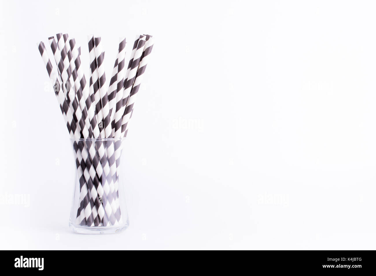 black and white paper drinking straw Stock Photo