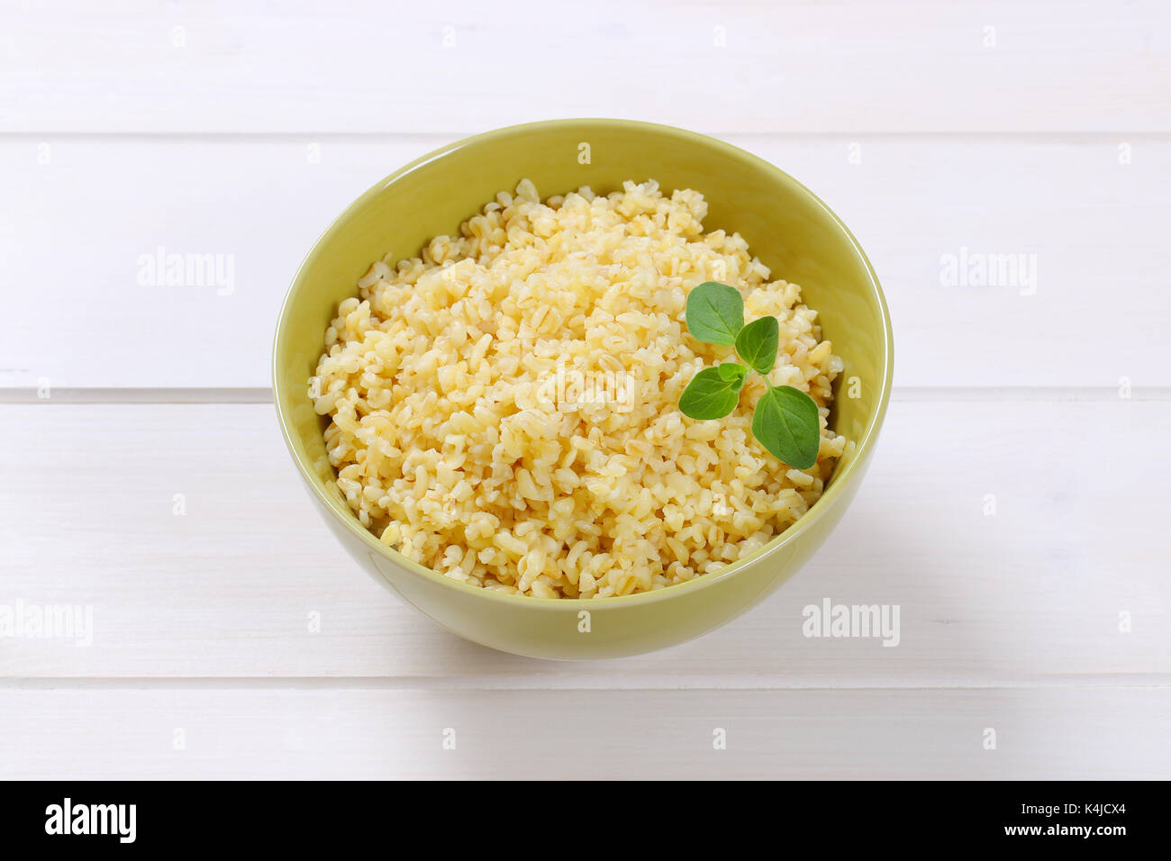Bowl of Cooked hulled barley Stock Photo Alamy