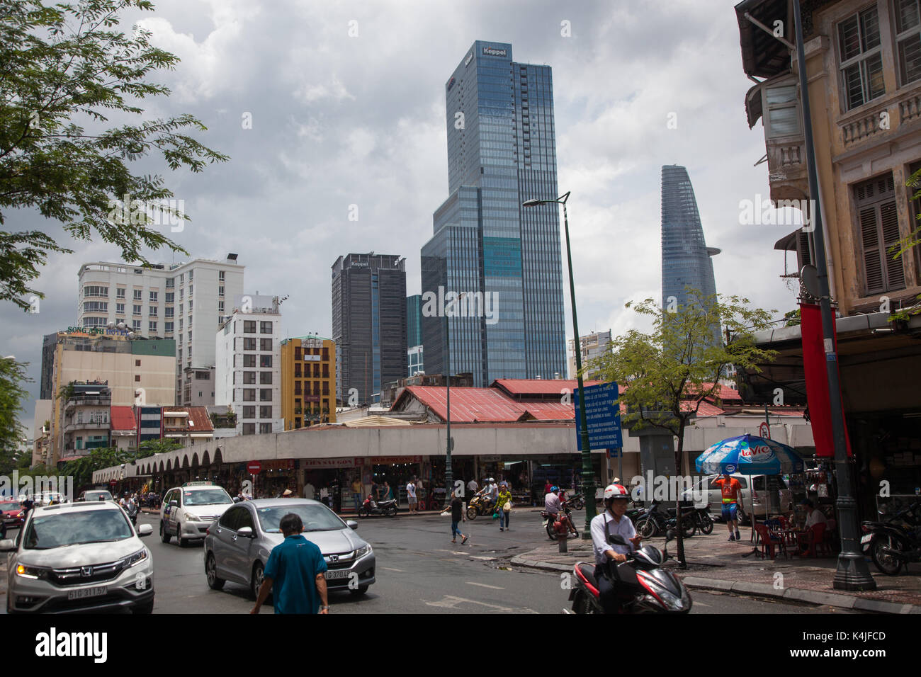 HO CHI MINH CITY (SAIGON), VIETNAM JULY 2017 View of the streets and buildings of Ho Chi Min