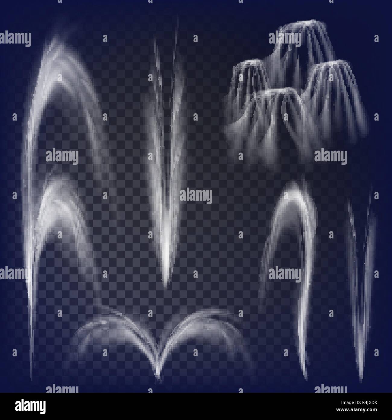 Fountai Bitmap Realistic Fountains Vector Set. Isolated On Transparent Background ...