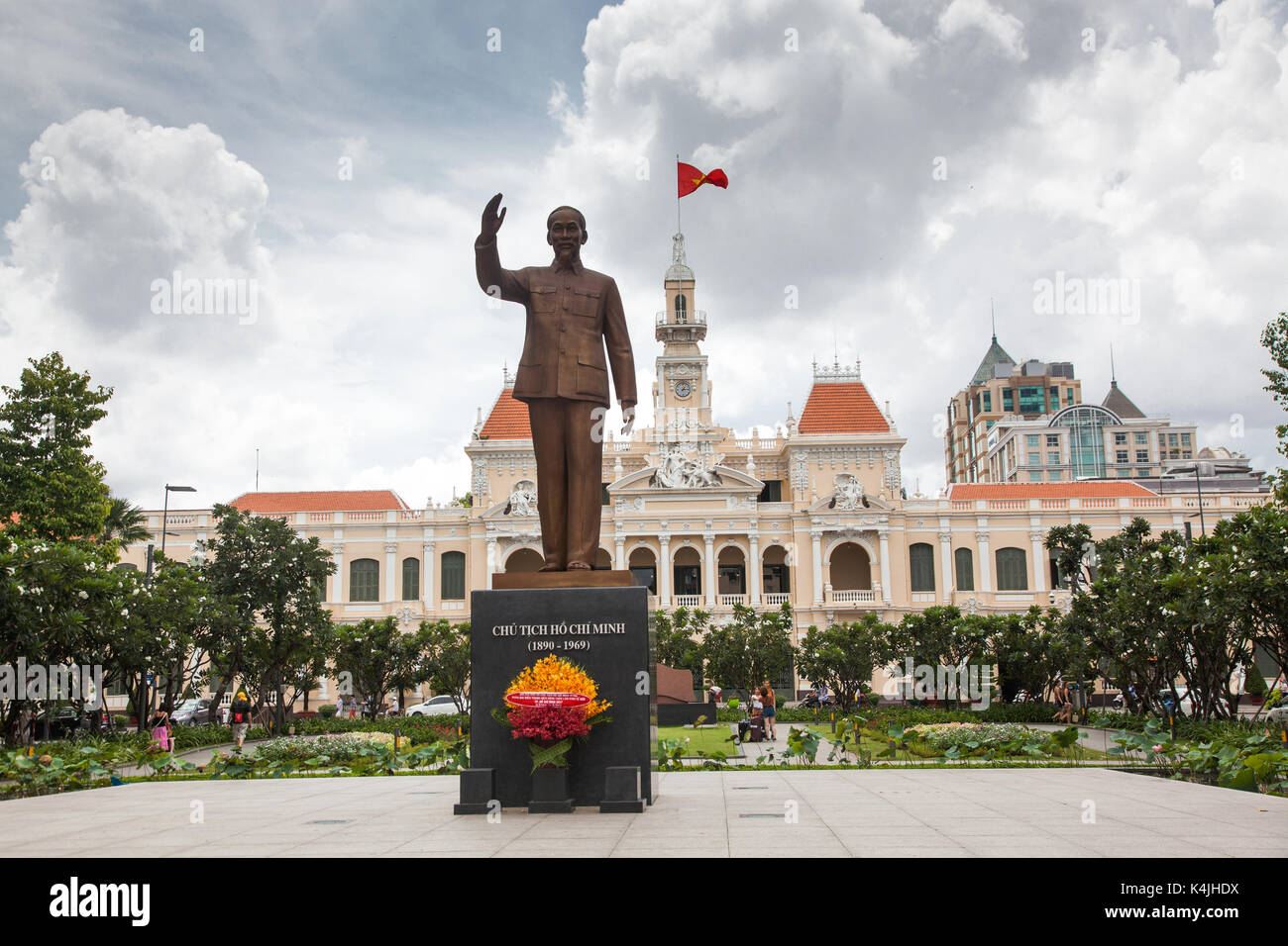 HO CHI MINH CITY (SAIGON), VIETNAM JULY 2017 Ho Chi Minh statue in front of City Hall