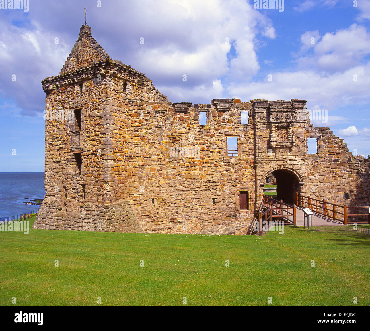 The ruins of St Andrews Castle on the cliffs in the town centre, St