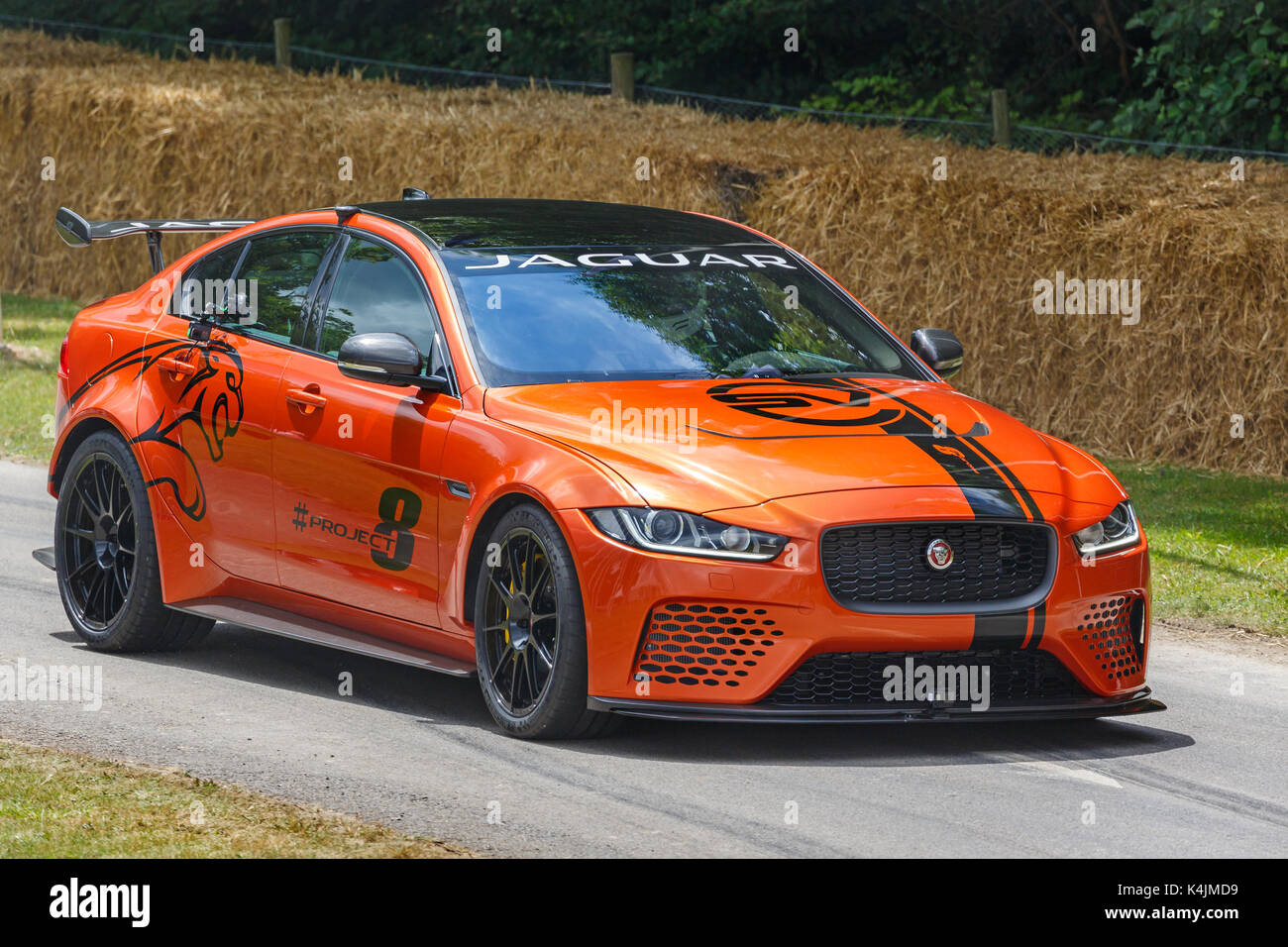 2017 Jaguar XE SVR Project 8 at the 2017 Goodwood Festival of Speed, Sussex, UK. Stock Photo