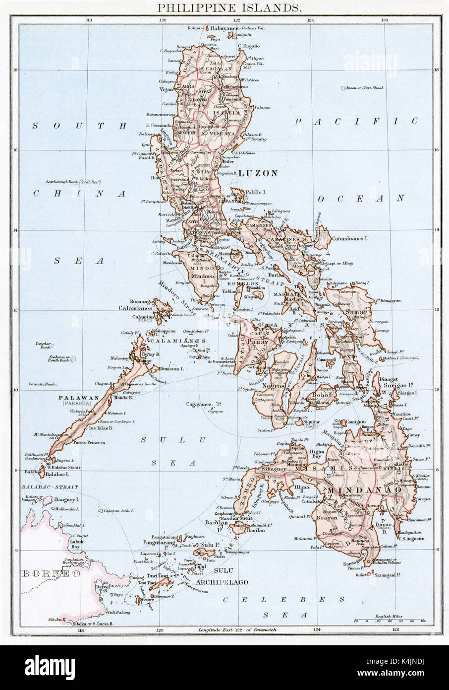 Antique map, circa 1875, of Philippine Islands Stock Photo