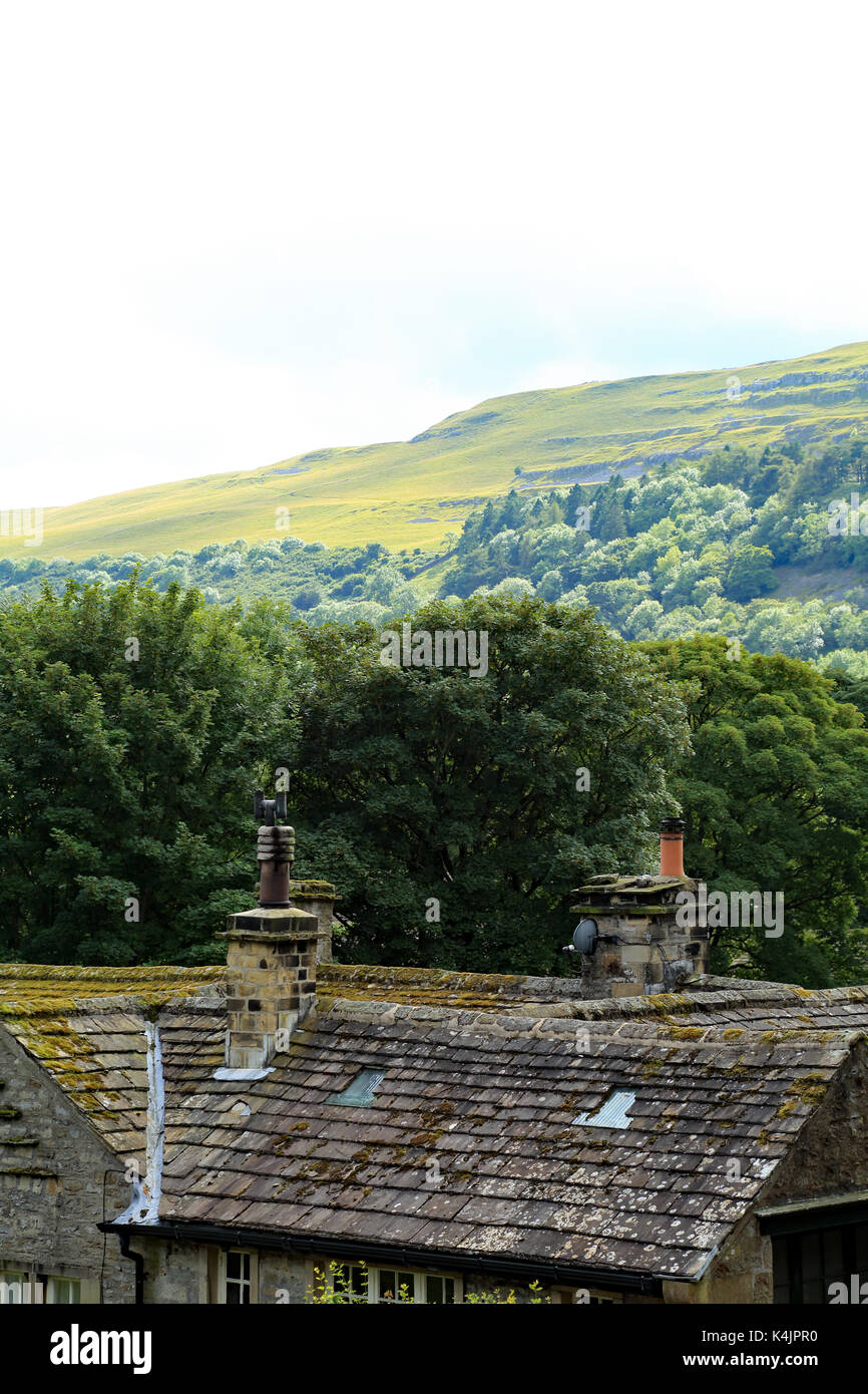 View of traditional Dales village homes in Kettlewell, Yorkshire Dales