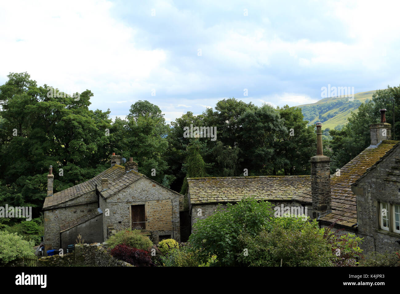 View of traditional Dales village homes in Kettlewell, Yorkshire Dales