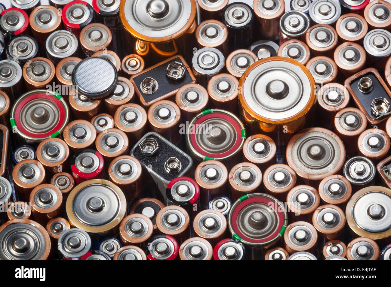 Old used batteries ready for recycling Stock Photo Alamy
