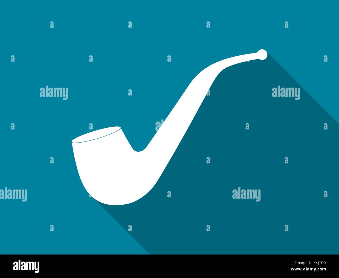 Smoking pipe flat icon with long shadow. Vector illustration Stock Vector