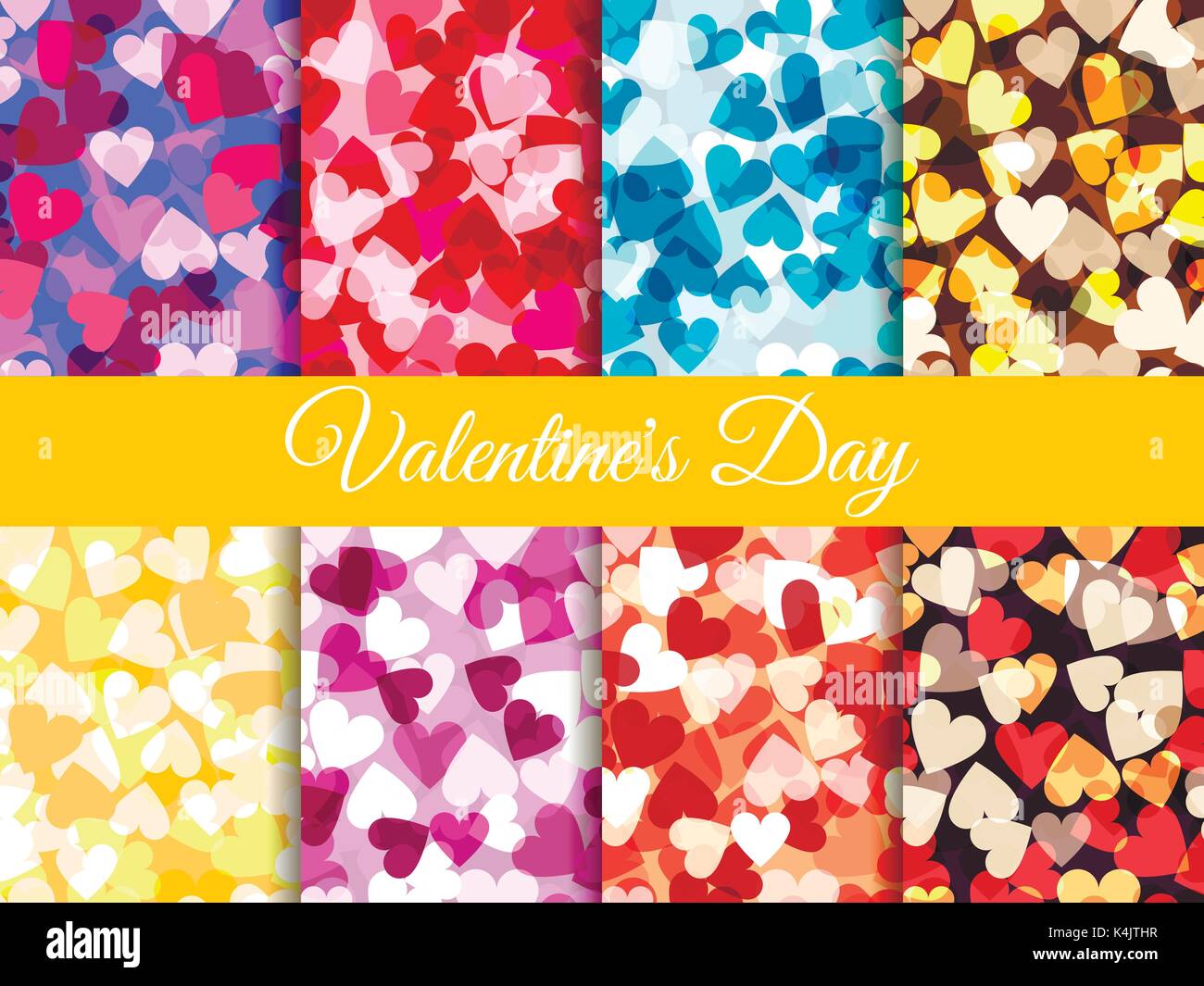 Valentine's Day set seamless pattern with hearts. Vector illustration Stock Vector