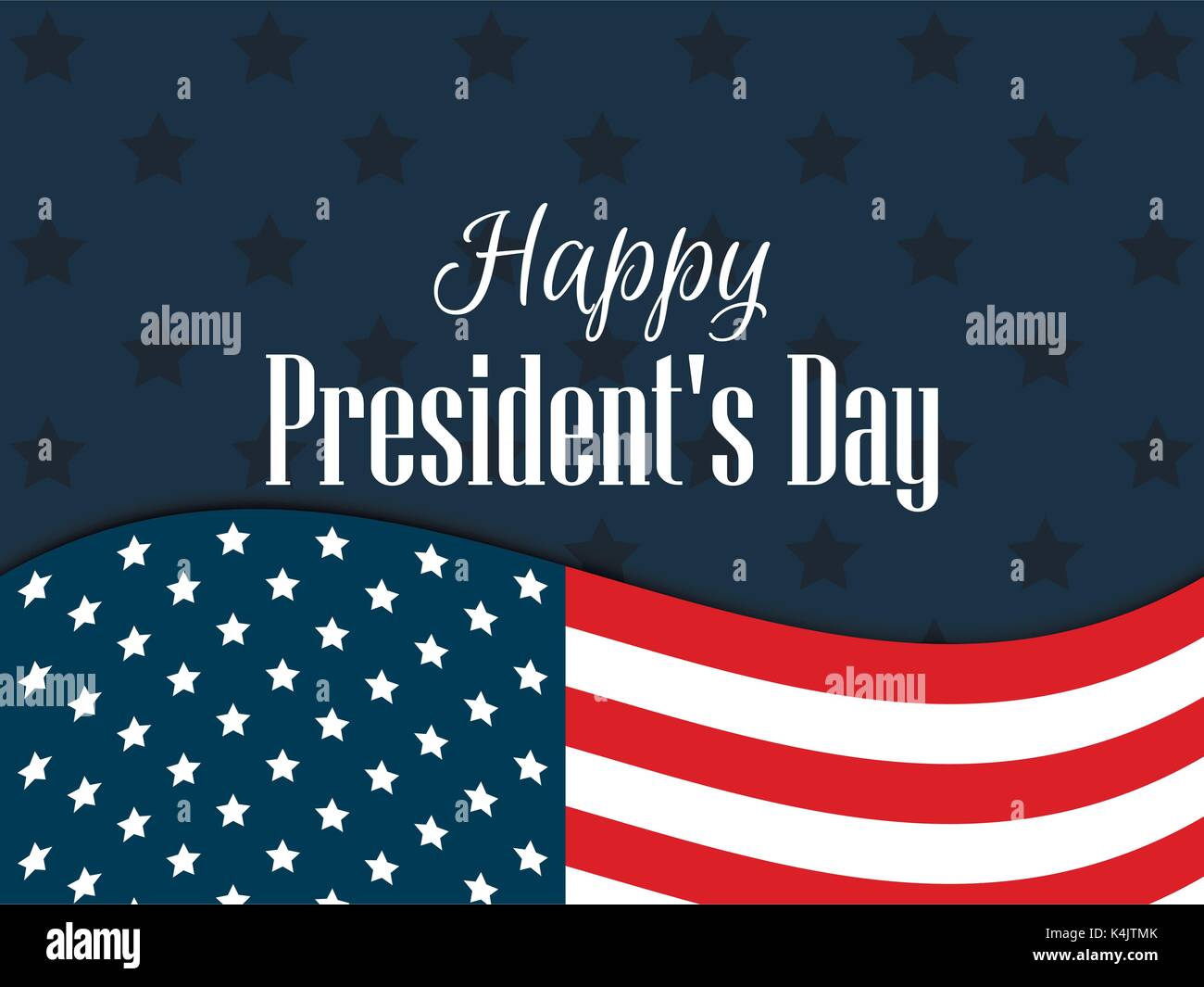 Happy Presidents Day. Festive banner with american flag and text