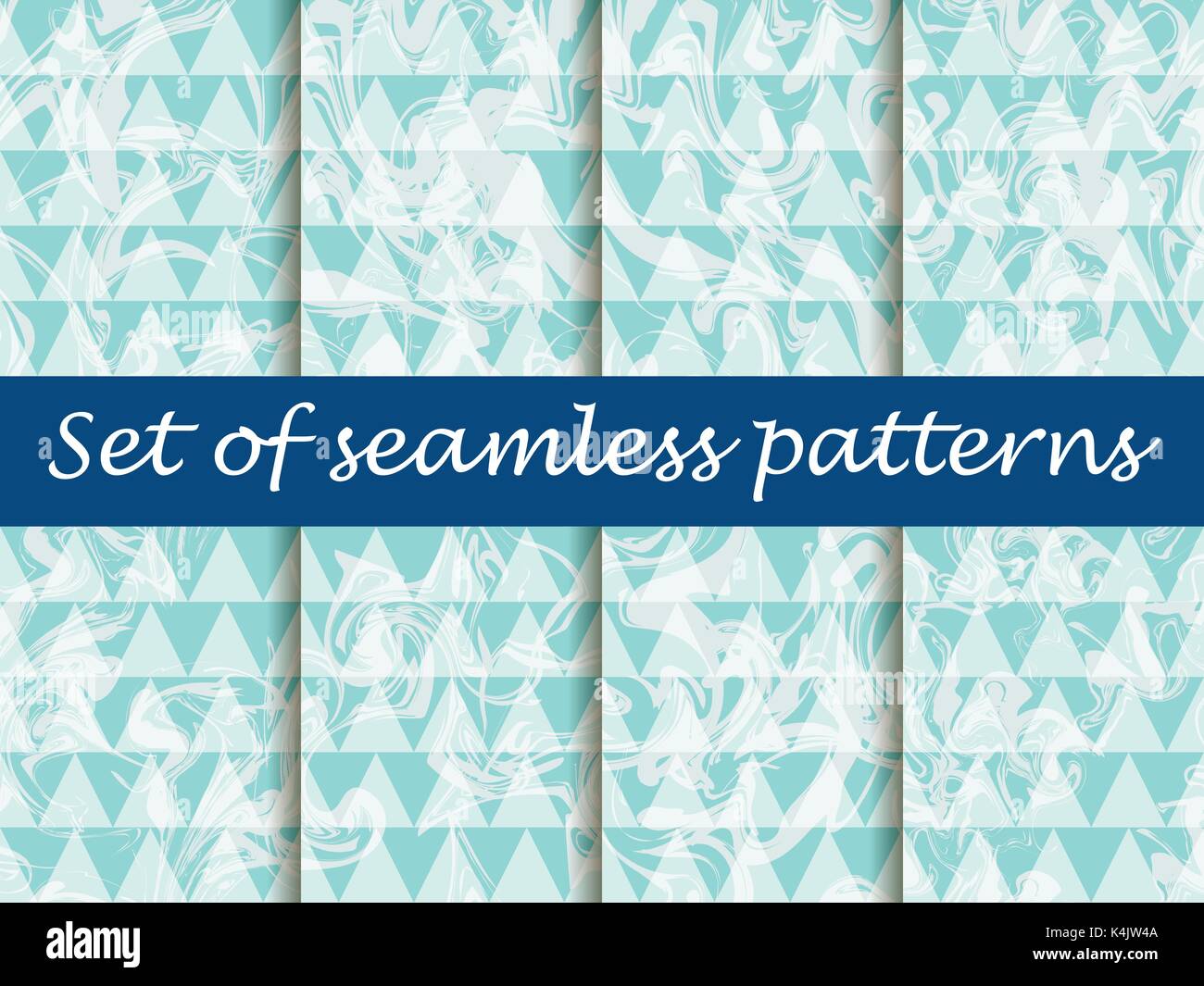 Marbling set seamless pattern. Bright background with triangles. Vector illustration Stock Vector