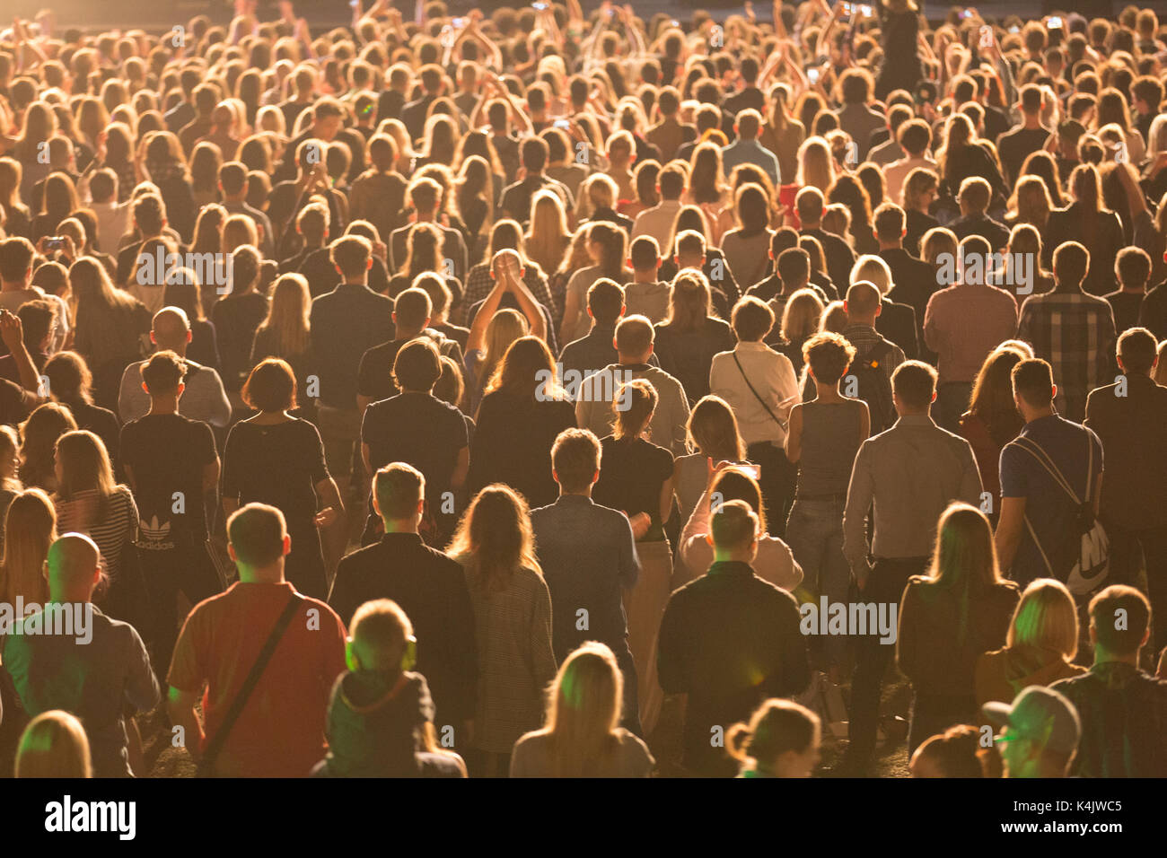 Anonymous Crowd Of People Standing During Mass Event Stock Photo Alamy