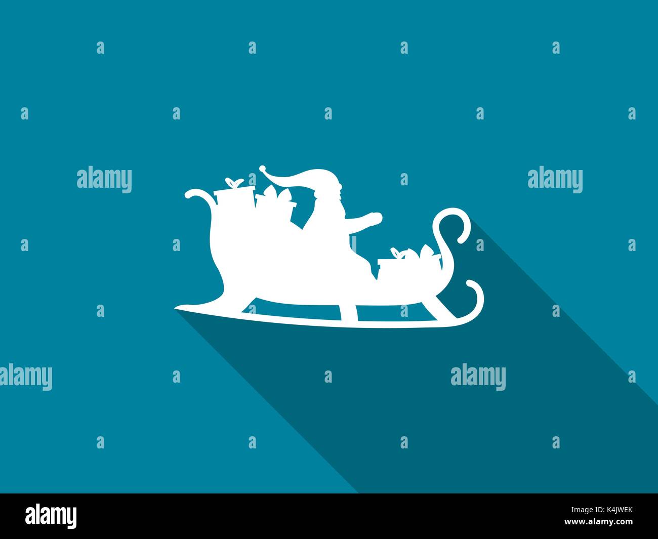Santa Claus in a sleigh with a long shadow. Vector illustration Stock ...