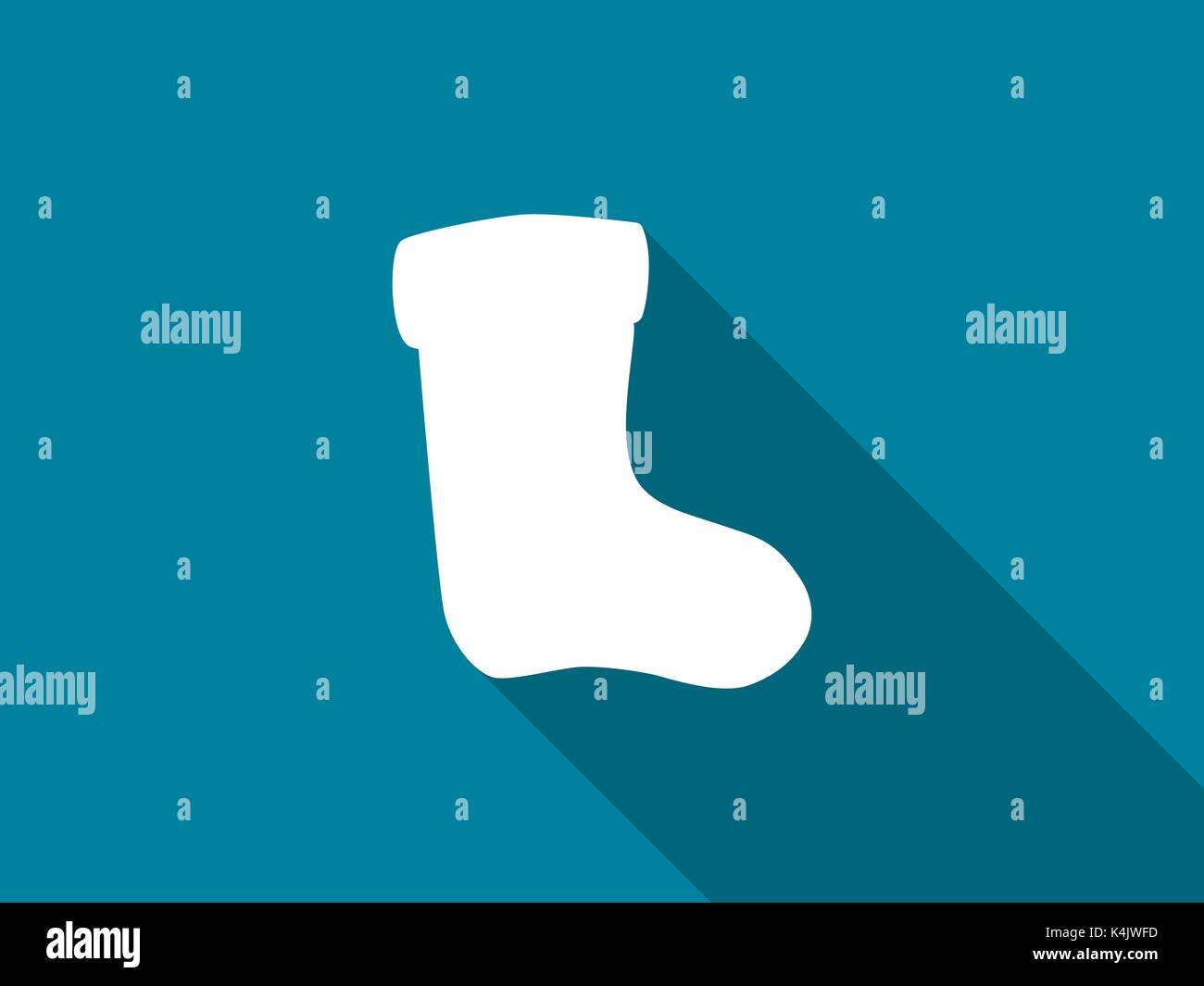 Christmas sock with a long shadow. Vector illustration. Stock Vector