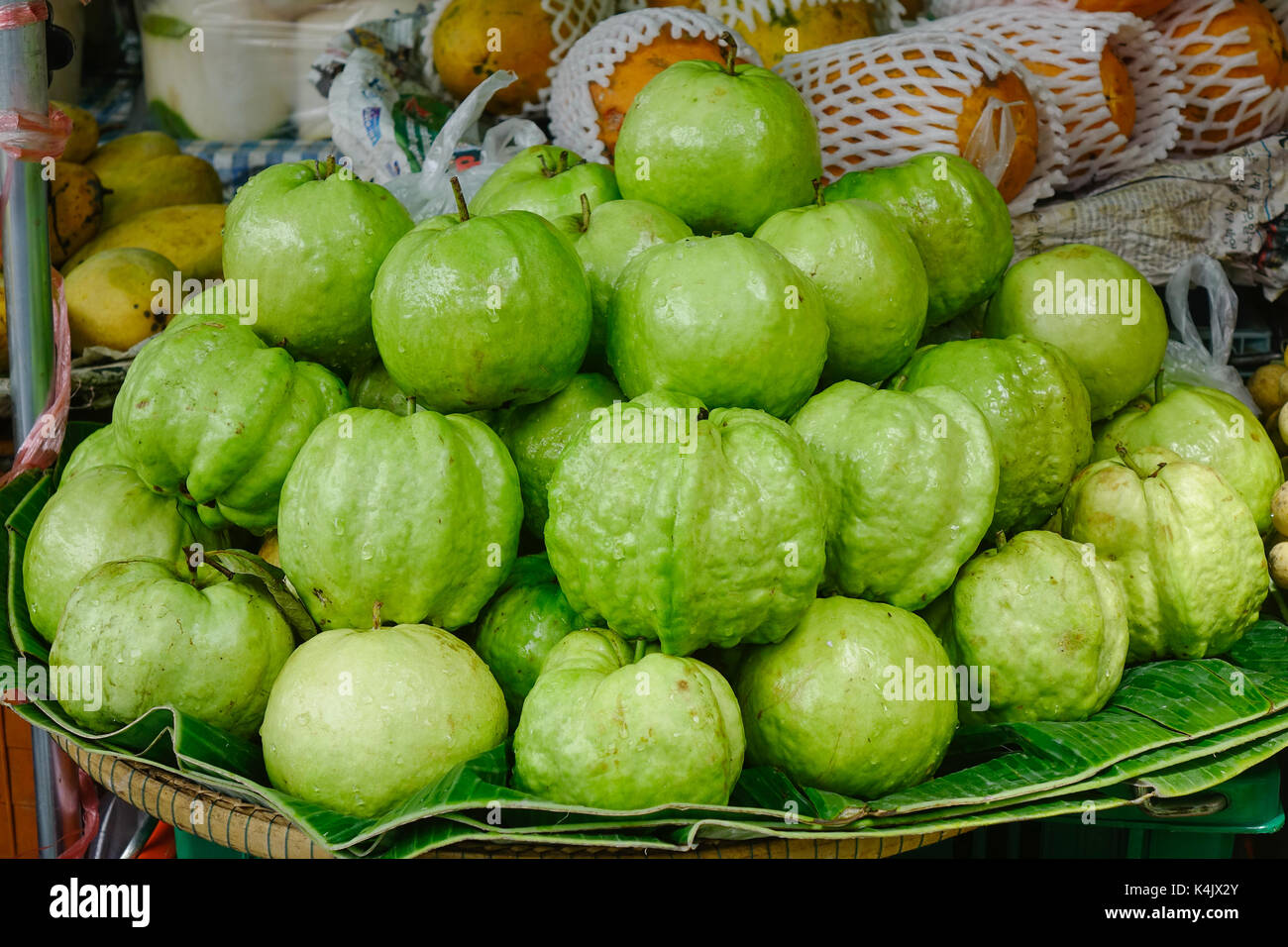 Delicious guava fruits at the rural market in Bangkok, Thailand Stock ...