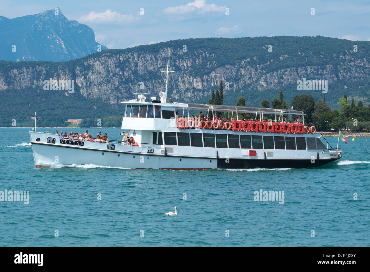 Lake Garda, Italy a ferry boat departs from Bardolino to cross Lake Garda  Stock Photo - Alamy