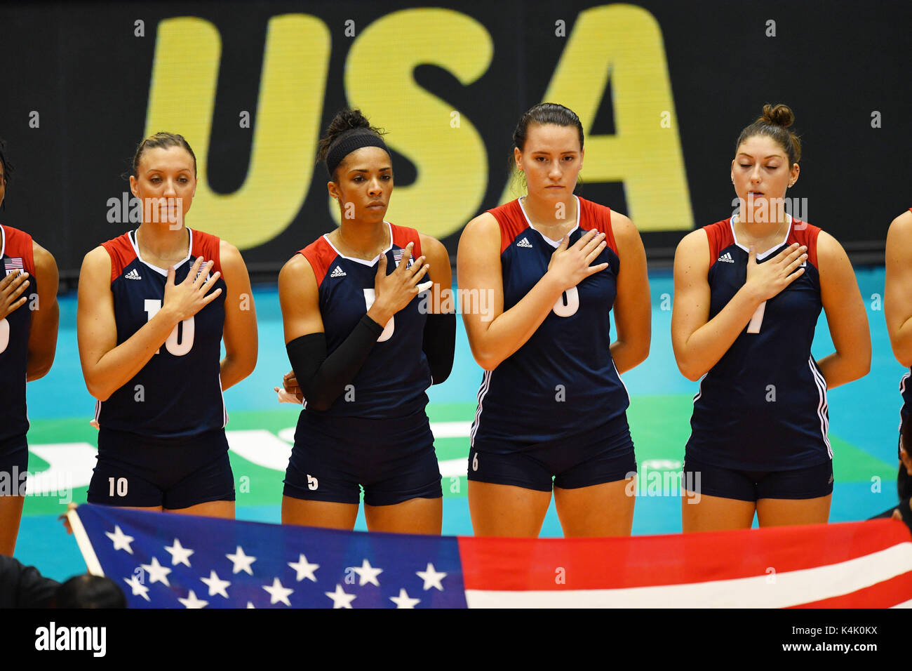 Tokyo, Japan. Credit MATSUO. 6th Sep, 2017. USA team group Volleyball FIVB World Grand