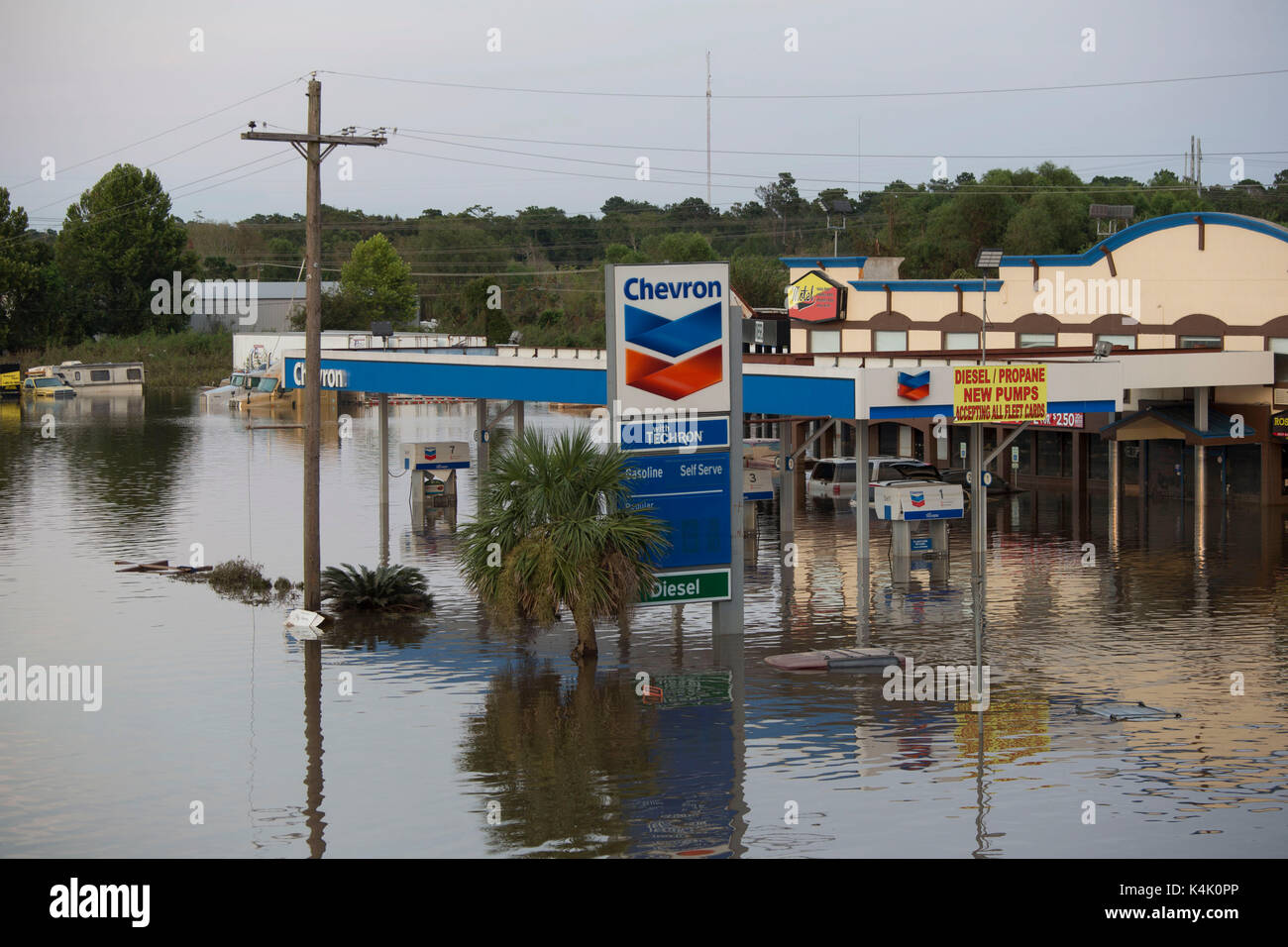 Beaumont Texas USA Sept. 5 2017 Flooding along Interstate 10