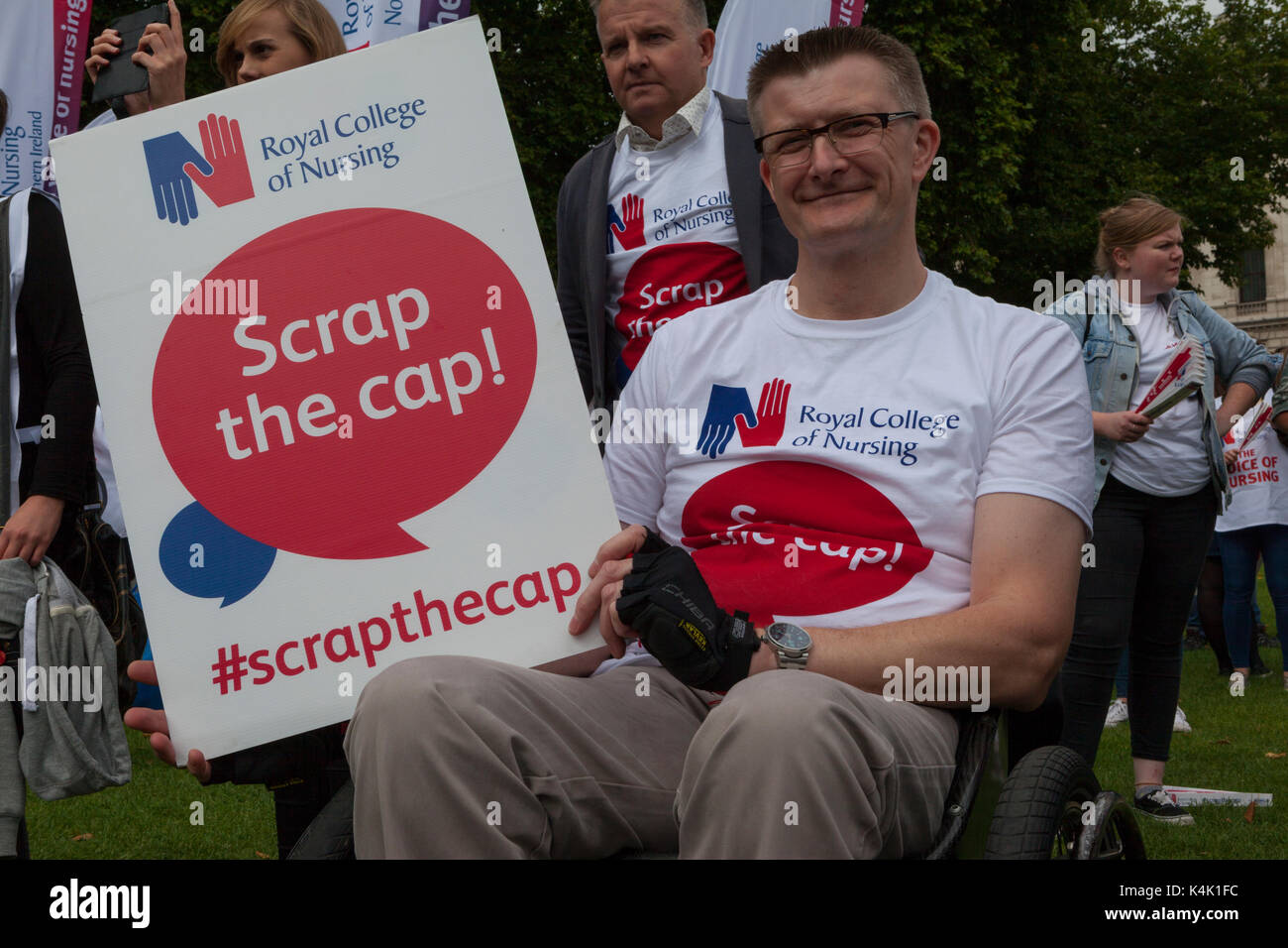 RCN Scrap the Cap Rally: Parliament Square, London UK. 6th September, 2017.  RCN (Royal Collage of Nursing) members stage a Rally to tell the UK government that’s time to scrap the cap on nursing pay.  Credit: Steve Parkins/Alamy Live News Stock Photo