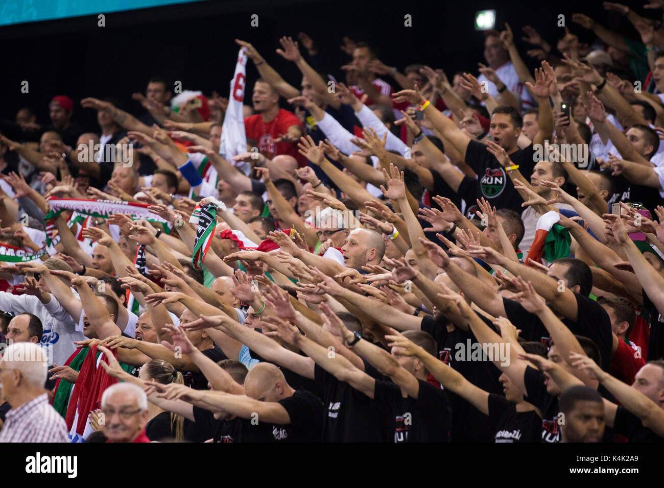 Hungarian Supporters  during the FIBA Eurobasket 2017 - Group C, game between Czech Republik vs Hungary  at Polivalent Hall, Cluj Napoca, Romania, september 1st, 2017. Foto:Manases Sandor Stock Photo