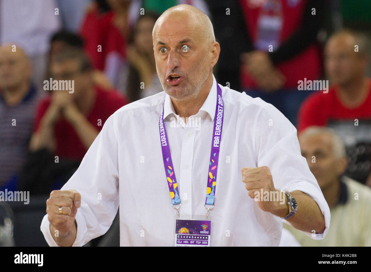Stojan Ivkovic #coach (HUN) during the FIBA Eurobasket 2017 - Group C, game  between Czech Republik vs Hungary at Polivalent Hall, Cluj Napoca, Romania,  september 1st, 2017. Foto:Manases Sandor Stock Photo - Alamy