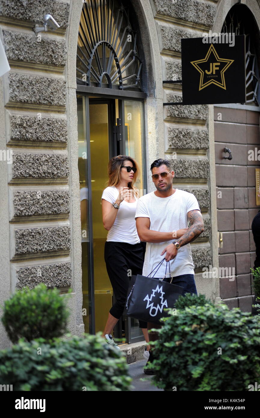 Milan, Aida Yespica and boyfriend Giuseppe Lama shopping before the GF