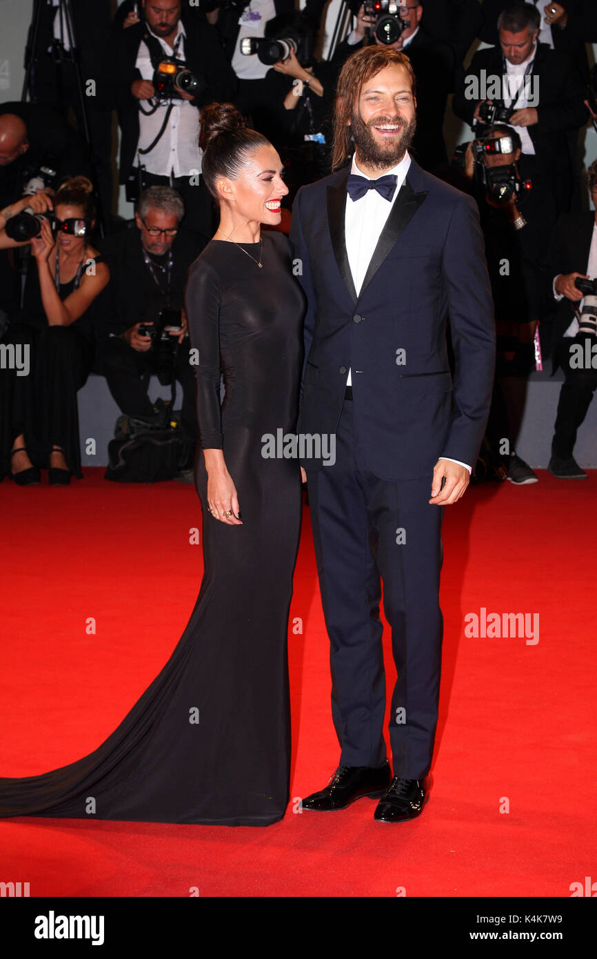 Venice, Italy. 06th Sep, 2017. VENICE, ITALY - SEPTEMBER 06: Roberta Pitrone and Alessandro Borghi walk the red carpet ahead of the 'Loving Pablo' screening during the 74th Venice Film Festival at Sala Grande on September 6, 2017 in Venice, Italy. Credit: Graziano Quaglia/Alamy Live News Stock Photo
