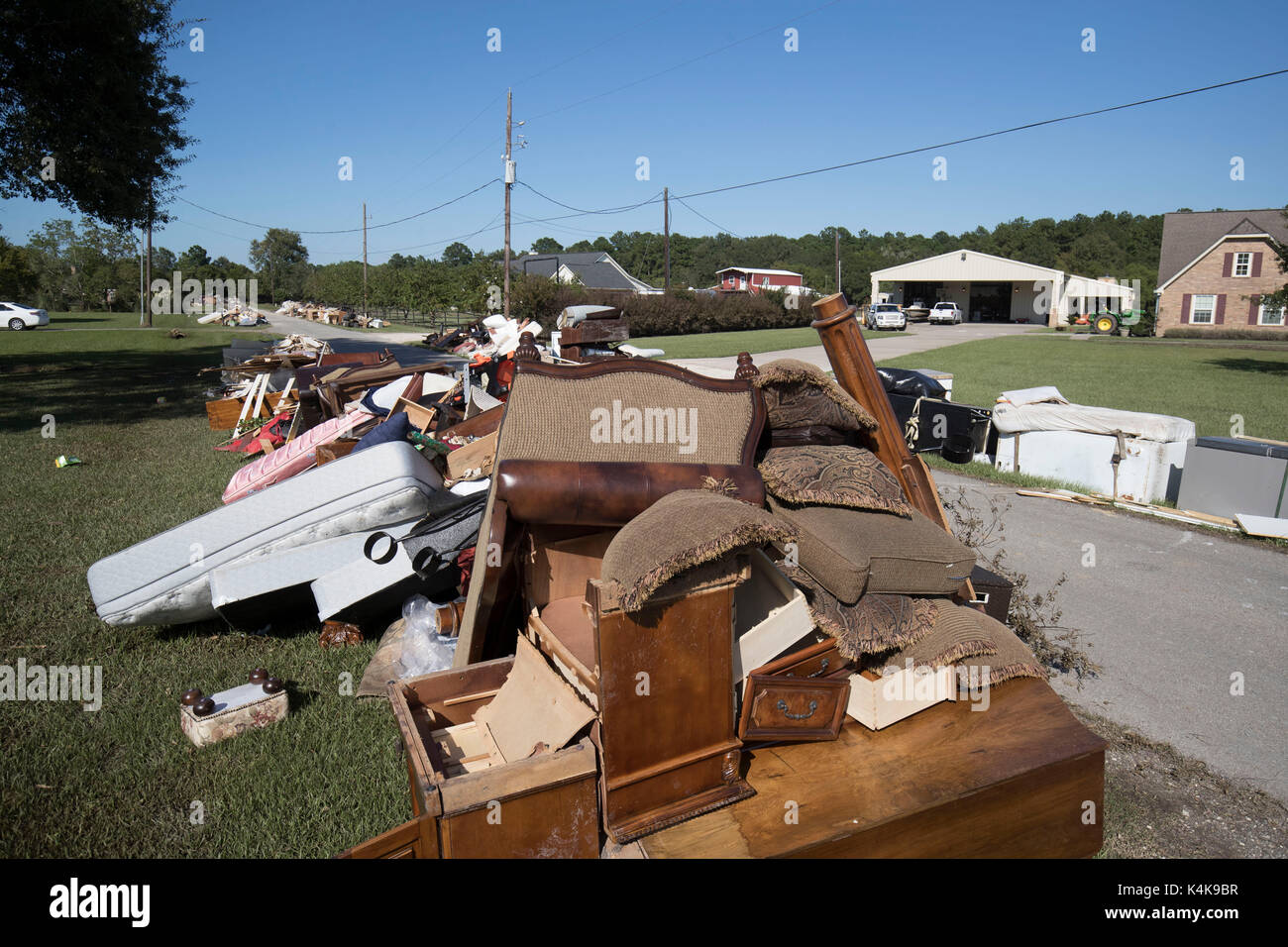 Beaumont Texas Sept. 6 2017 Trash from houses lines a