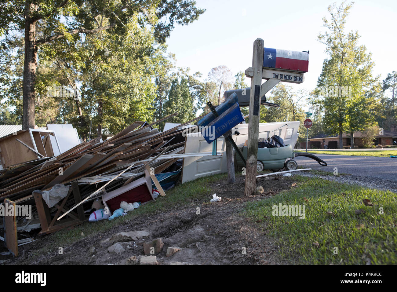 Sour Lake, Texas Sept. 6, 2017 Residents in the Pinewood subdivision outside Sour Lake face the