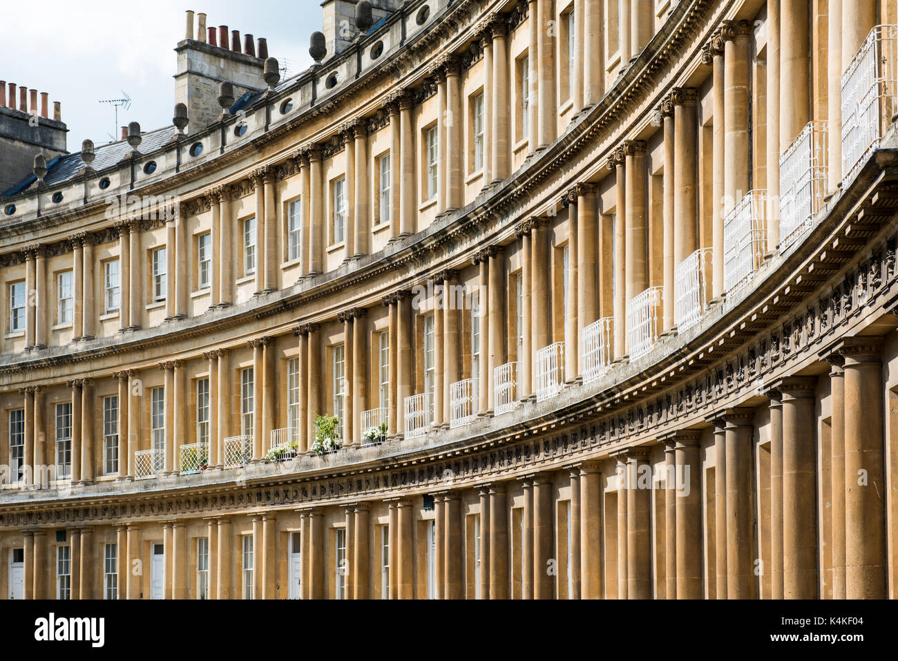 Bath, Somerset, UK. Royal Crescent - famous sweeping architecture. Stock Photo