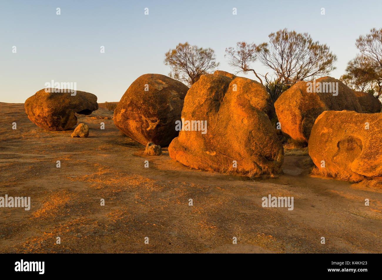 First light on Hyden Rock. Stock Photo