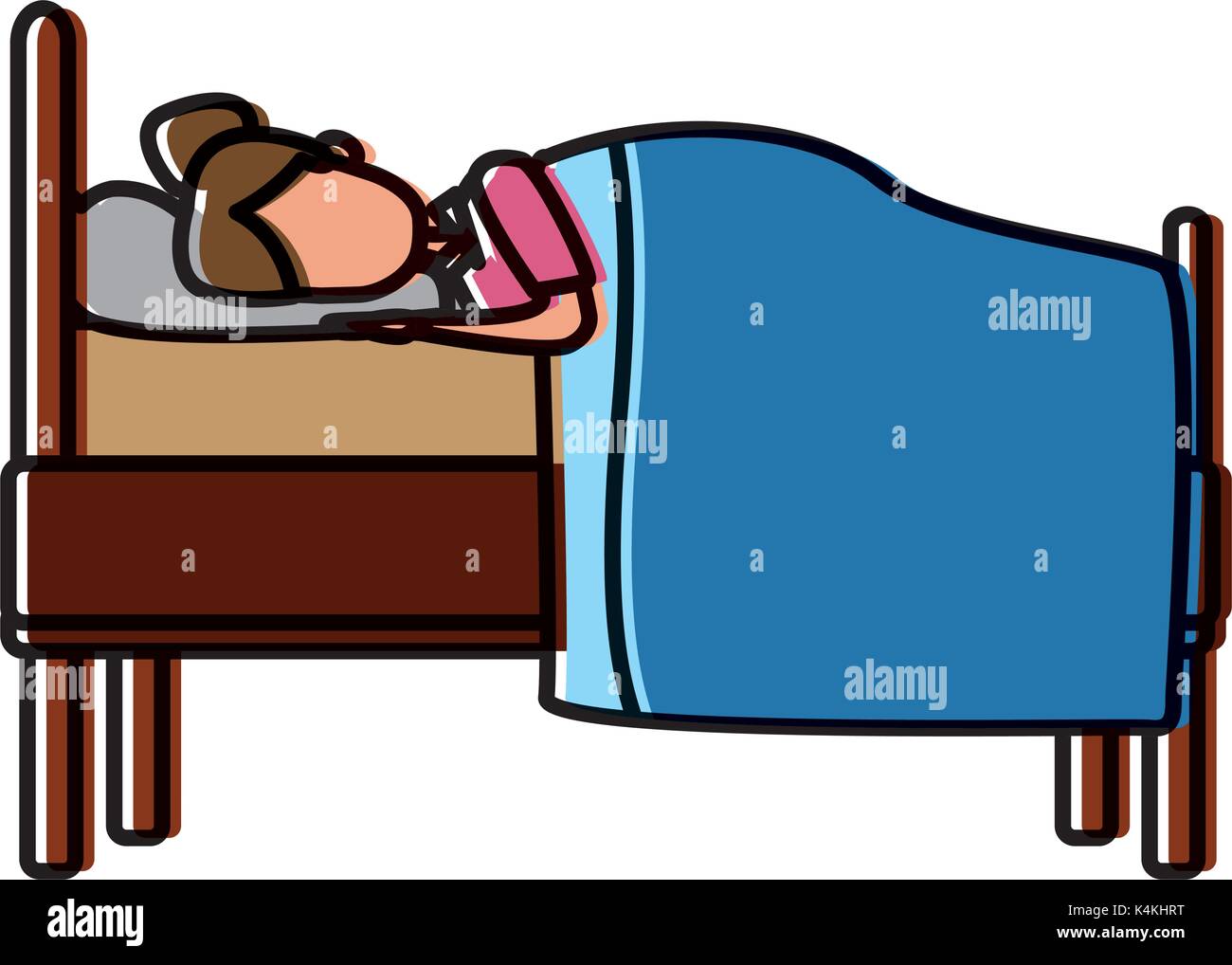 Sleeping in bed Stock Vector Image & Art - Alamy