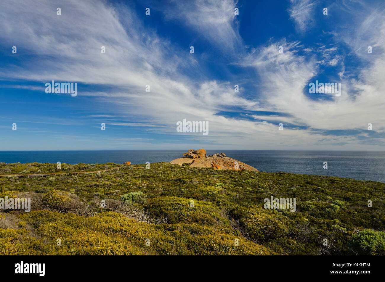Beautiful cloud formation at Remarkable Rocks. Stock Photo