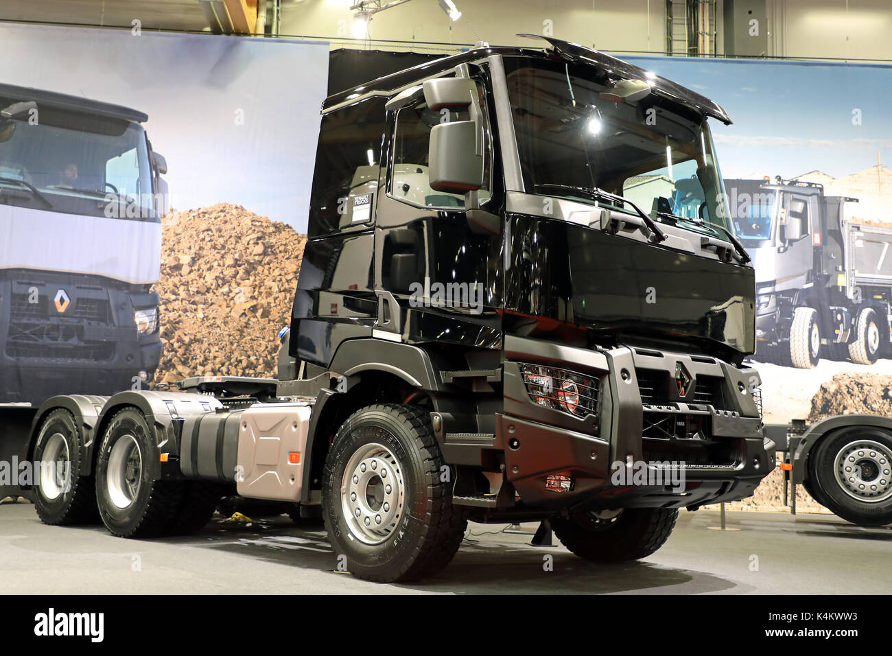 JYVÄSKYLÄ, FINLAND - MAY 18, 2017: Renault Trucks C for construction presented on Kuljetus 2017, a professional event for transportation and logistics Stock Photo