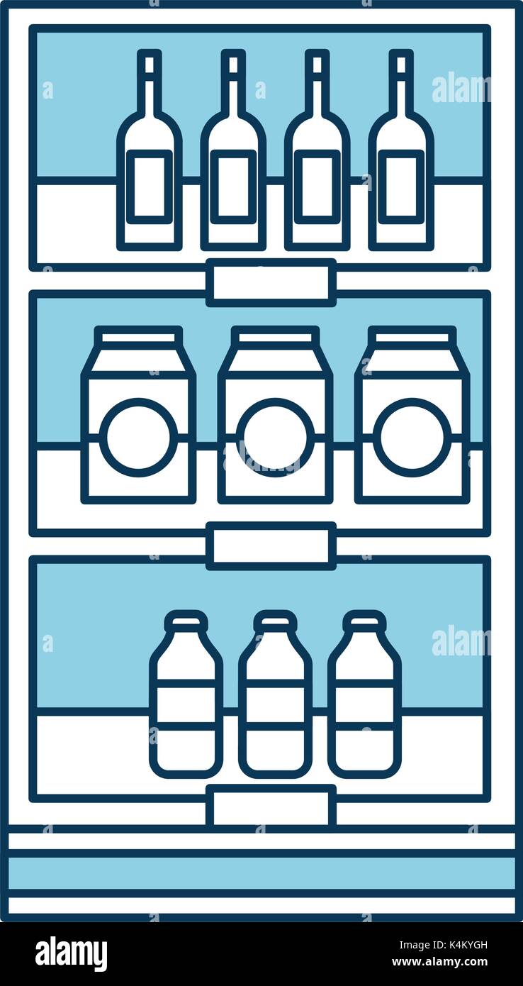 supermarket grocery and store drinks bottles and boxes Stock Vector